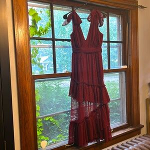 This Vici Dolls burgundy dress is perfect for any wedding or holiday party.